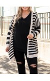 Black and white striped knitted cardigan