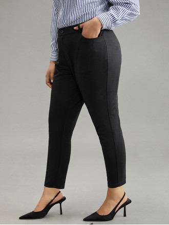 Black elegant minimal pants High spring pencil pants