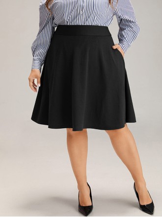 Black elegant umbrella skirt half skirt