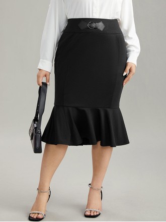 Black fishtail skirt half skirt