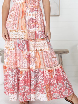 Boho high-waisted print half skirt