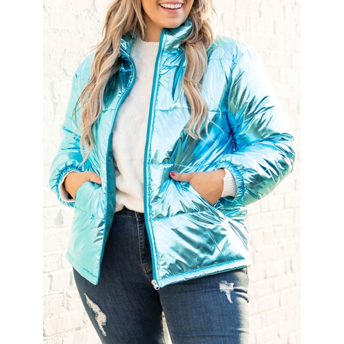 Bright blue down jacket jacket jacket