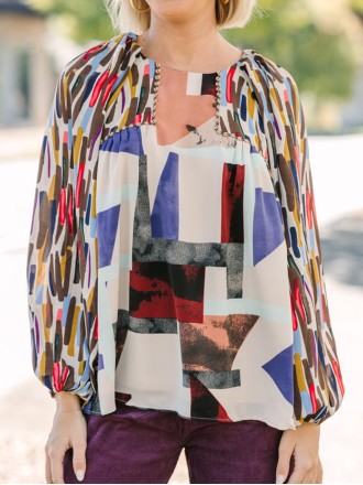 Brown Abstract Blouse