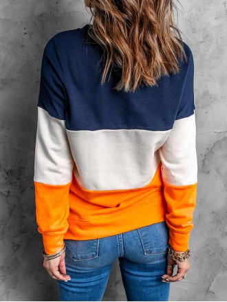 Casual color block loose sweatshirt