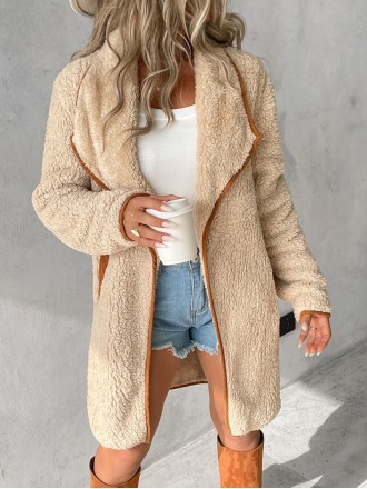 Casual commuter solid color sherpa coat