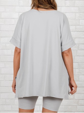 Casual slit short sleeved T-shirt shorts set