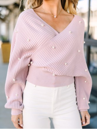 Blush Pink Embellished Sweater