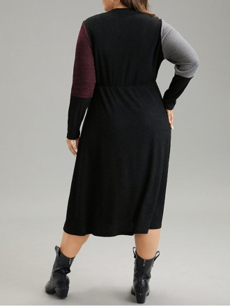 Elegant senior color combination waist dress MIDI skirt