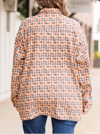 Floral pattern pocket loose jacket