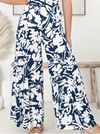 High-waisted printed trousers