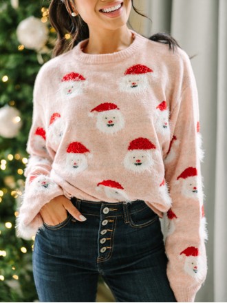 Blush Pink Santa Sweater