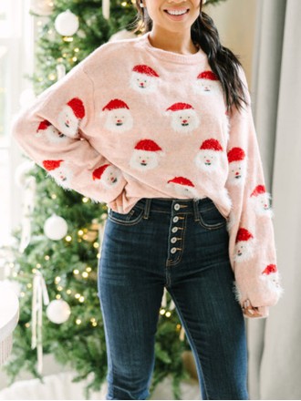 Blush Pink Santa Sweater