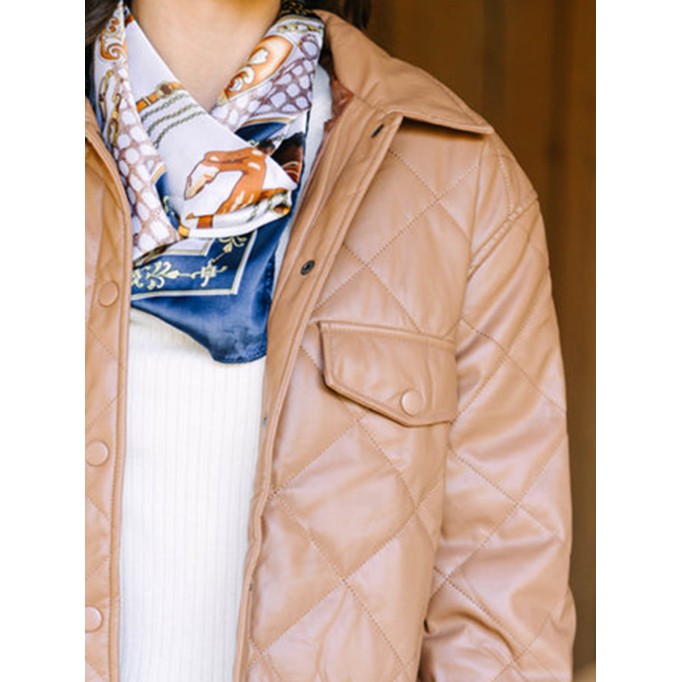 Brown Faux Leather Puffer