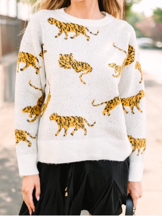 Ivory White Tiger Sweater