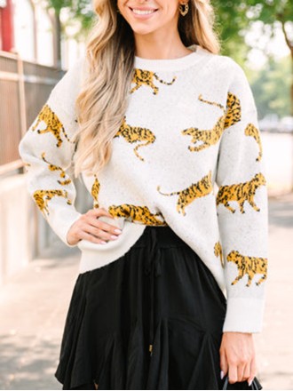 Ivory White Tiger Sweater