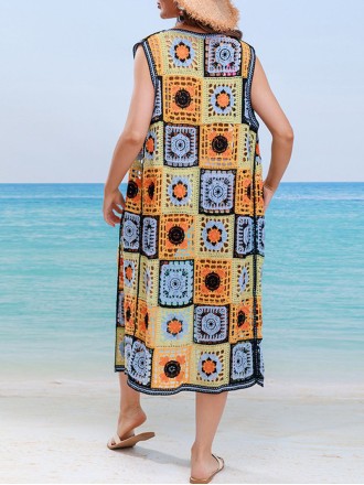 Open Front Sleeveless Cover Up