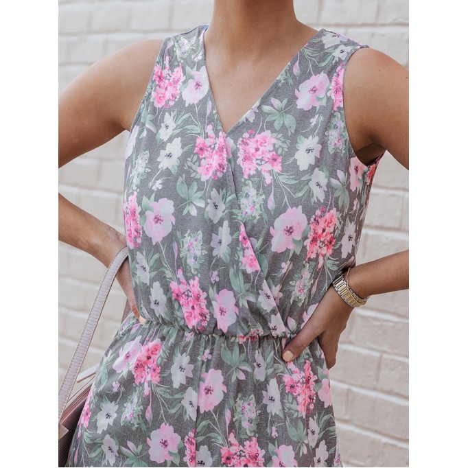 Sleeveless floral casual jumpsuit shorts