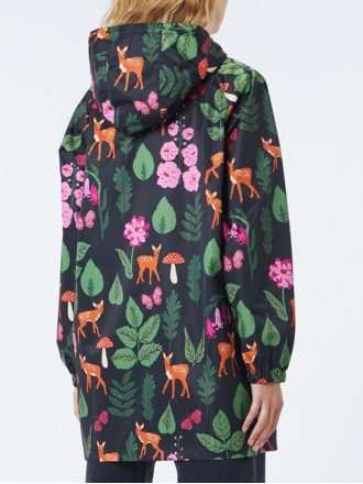Winter Floral Print Raincoat