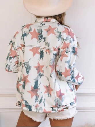 Women's contrast star print denim jacket